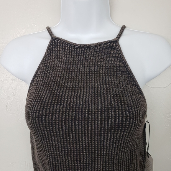 Free People One NWT Women's XS Katya Washed Black Bodycon Dress Waffle Knit - Picture 5 of 9